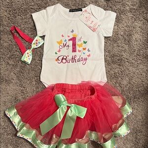 Colorful Birthday Outfit with Tutu and Headband